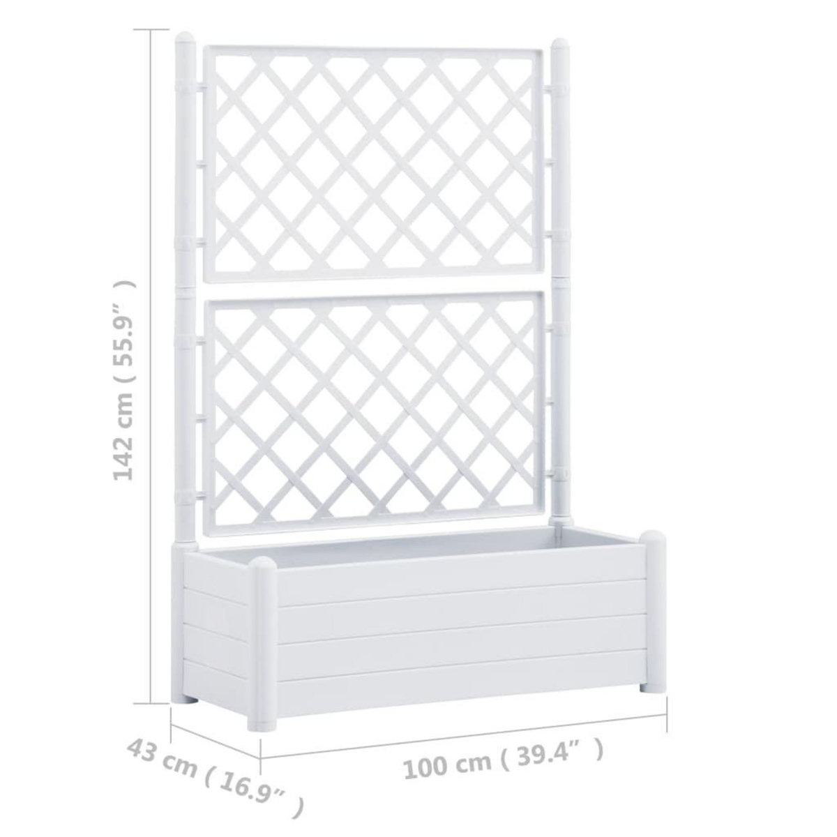 VIDAXL Jardiniere avec treillis 100x43x142 cm PP Blanc