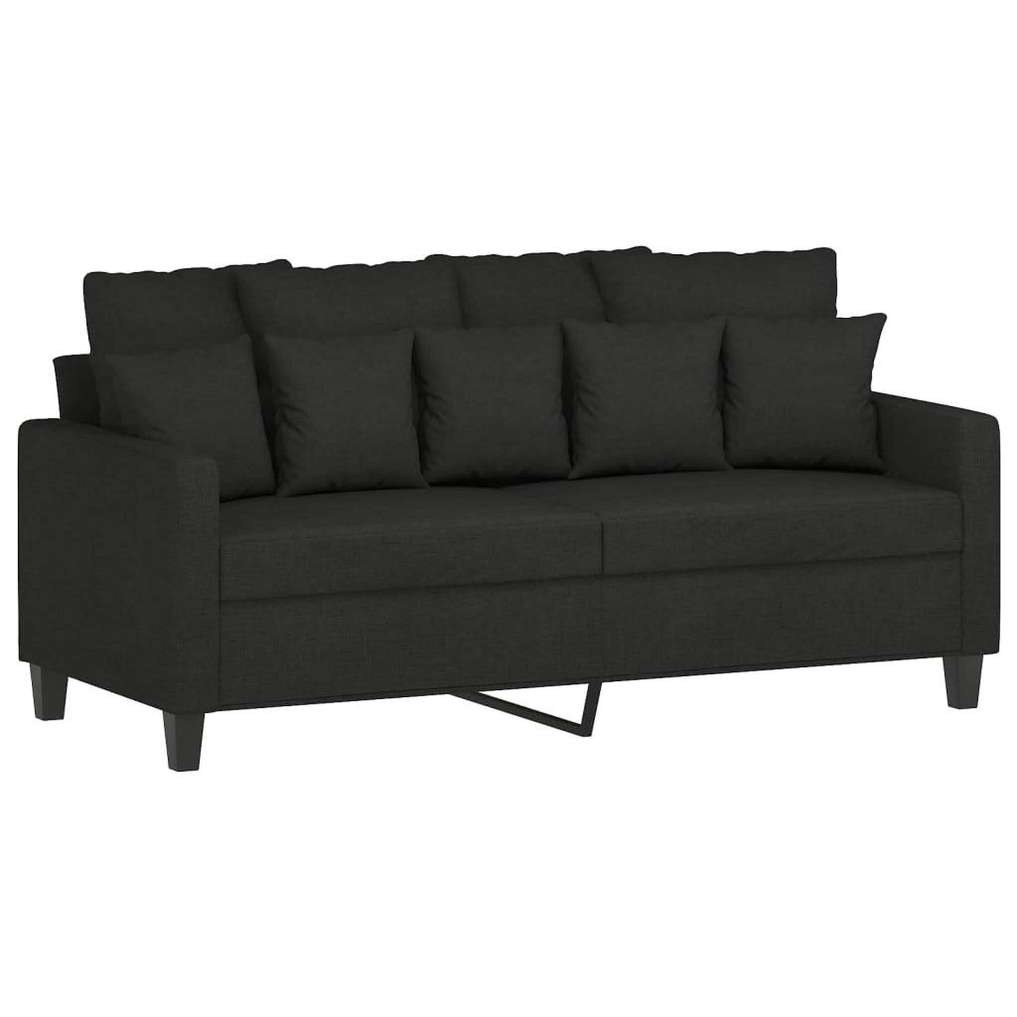 Voir la diapositive 4 : VIDAXL Ensemble de canapes 3 pcs avec coussins Noir Tissu