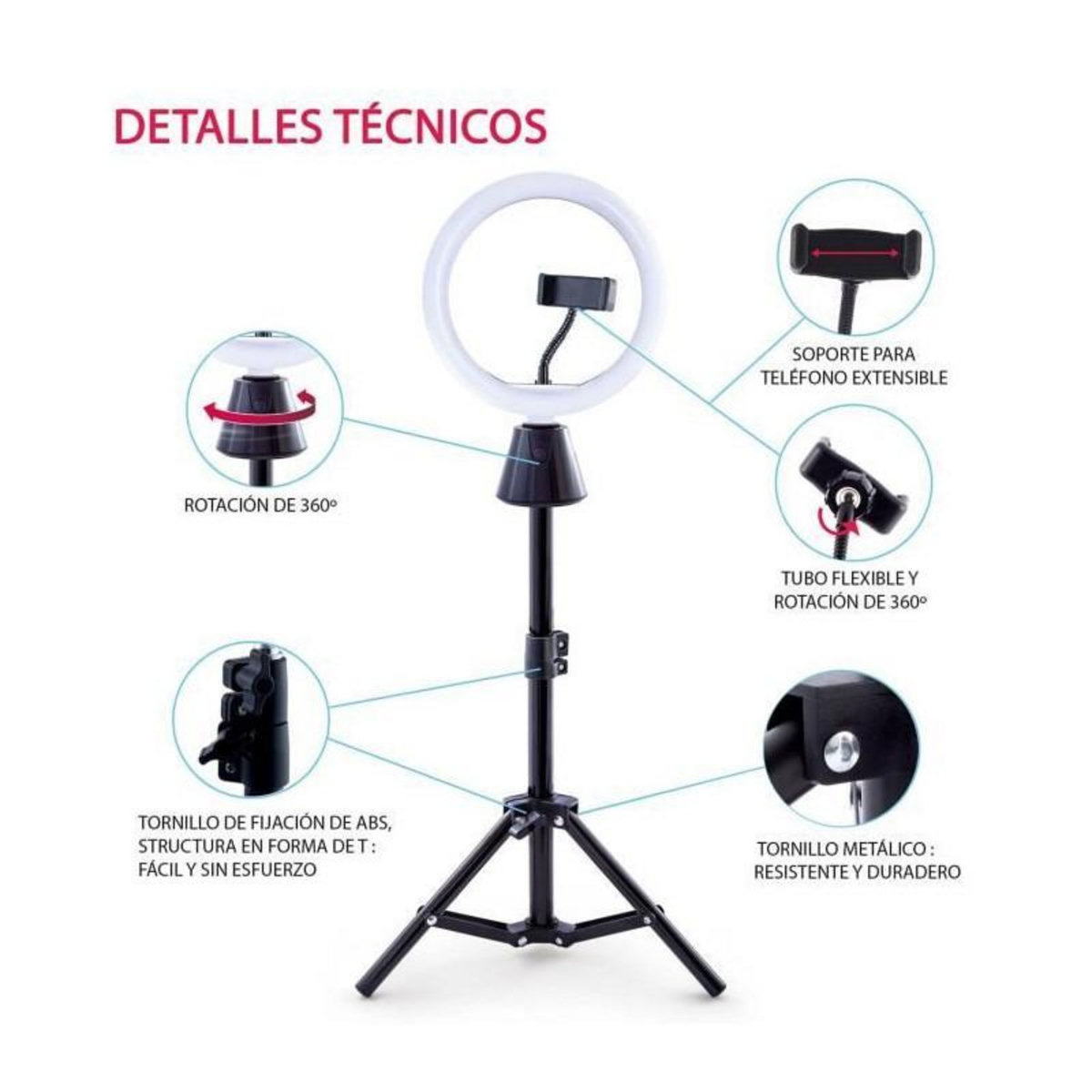 Canal Toys STUDIO CREATOR - Kit de création vidéo avec rotation 360° et anneau lumineux LED multicolore - INF 028 - Canal Toys