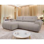 BEST MOBILIER Luzzio - canapé d'angle gauche 4 places convertible avec coffre en tissu texturé. Coloris disponibles : Beige, Noir, Gris, Marron