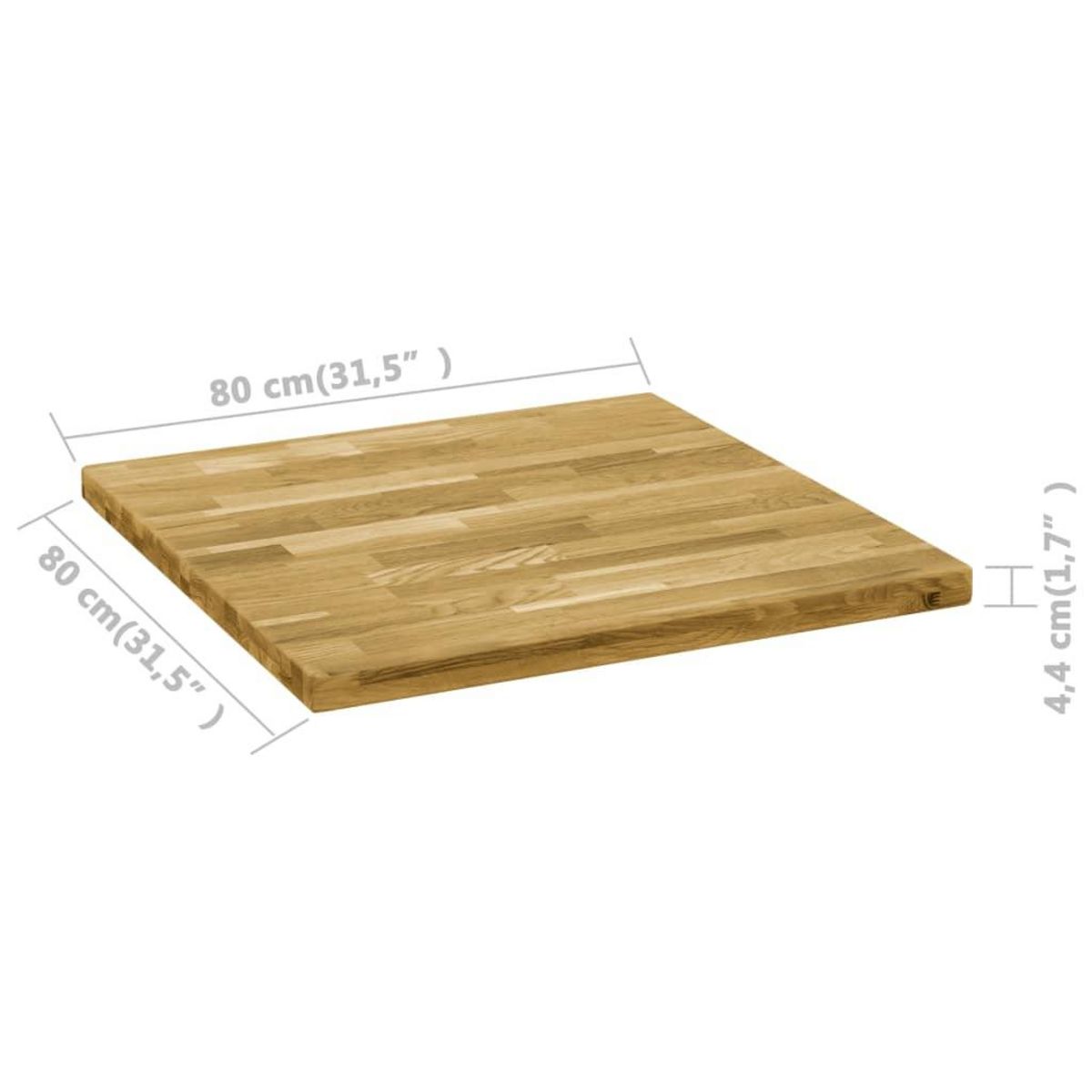 VIDAXL Dessus de table Bois de chene massif Carre 44 mm 80x80 cm
