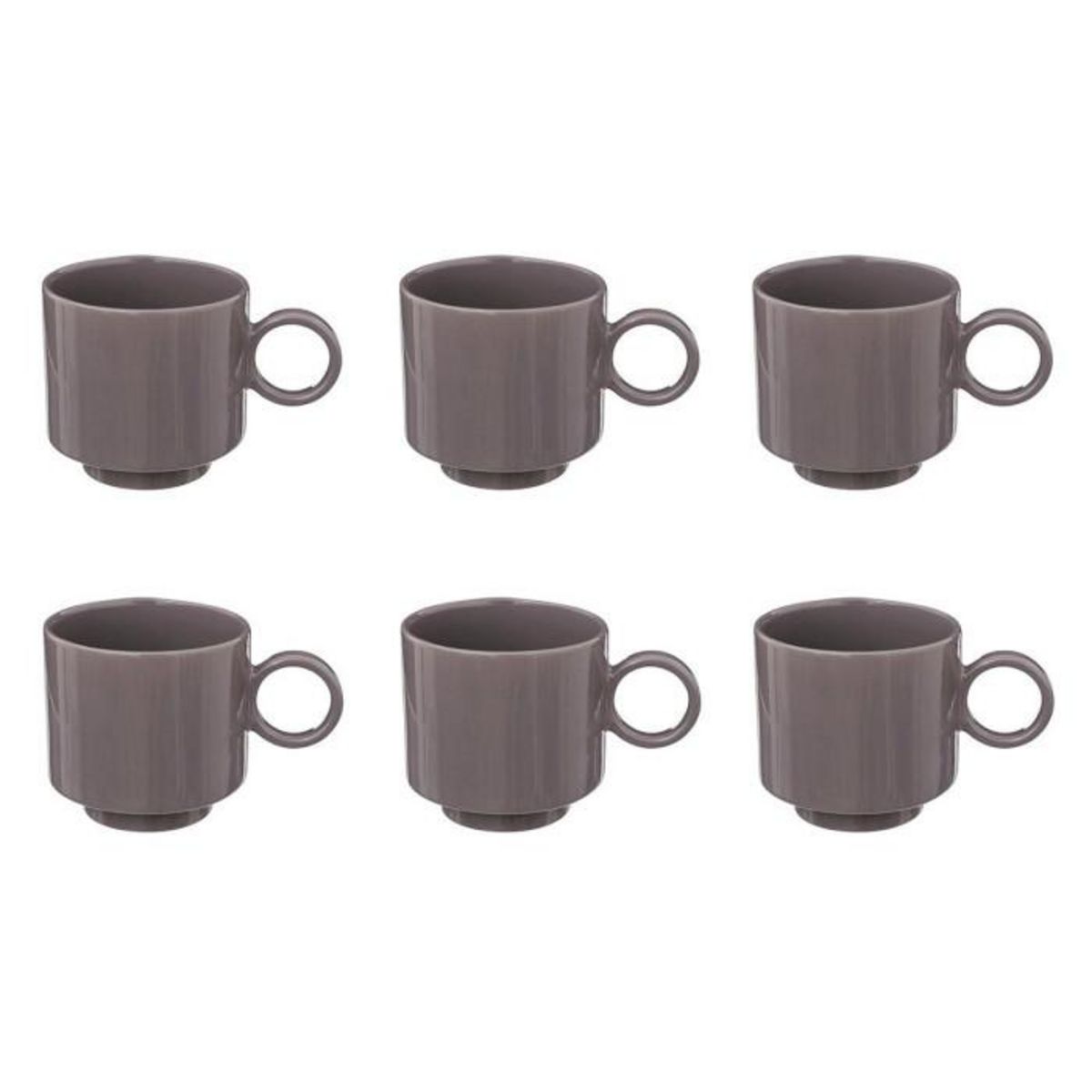 SECRET DE GOURMET Lot de 6 Mugs en Céramique  Anne  38cl Gris