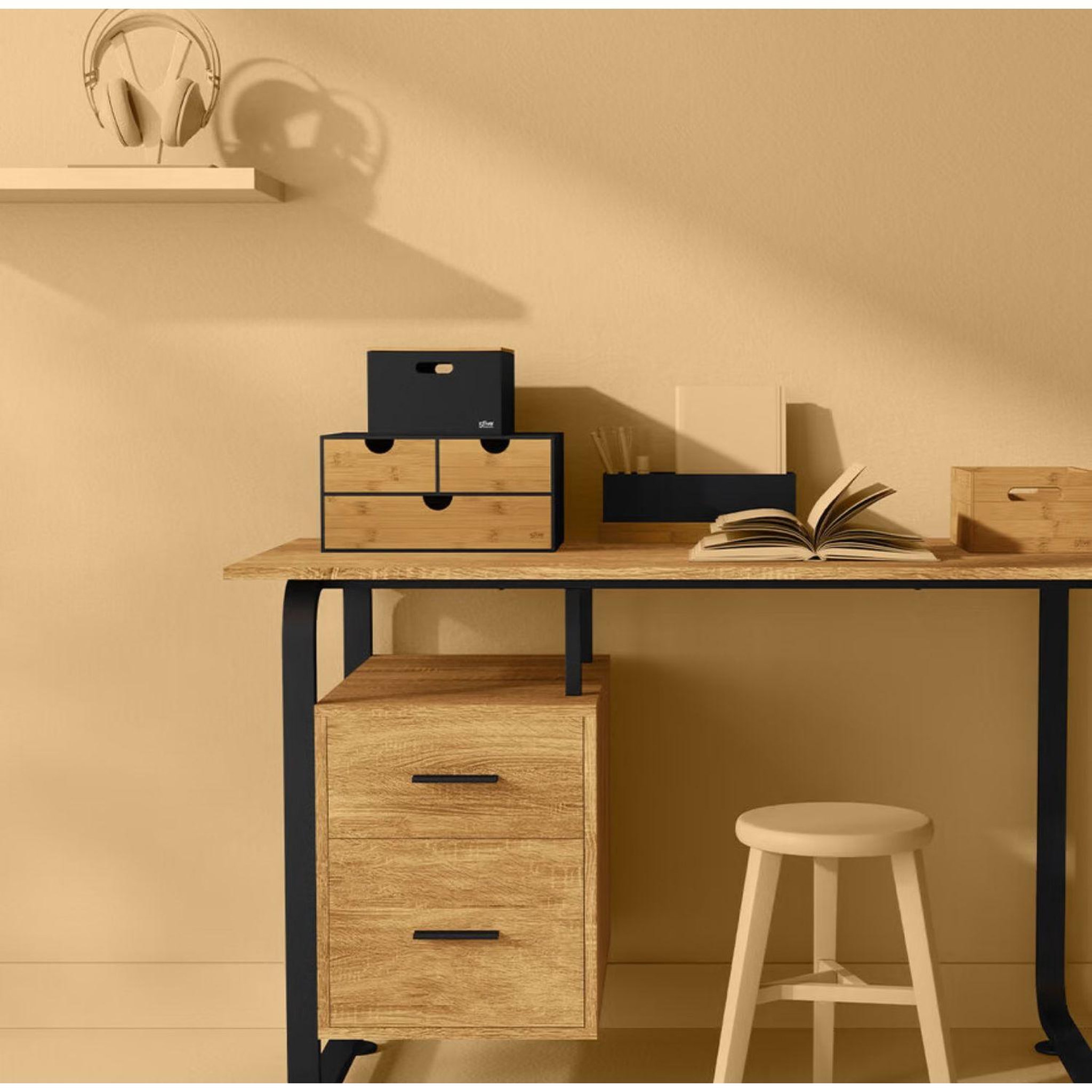 Voir la diapositive 2 : FIVE Organiseur de bureau avec plateau amovible en bambou bava - noir