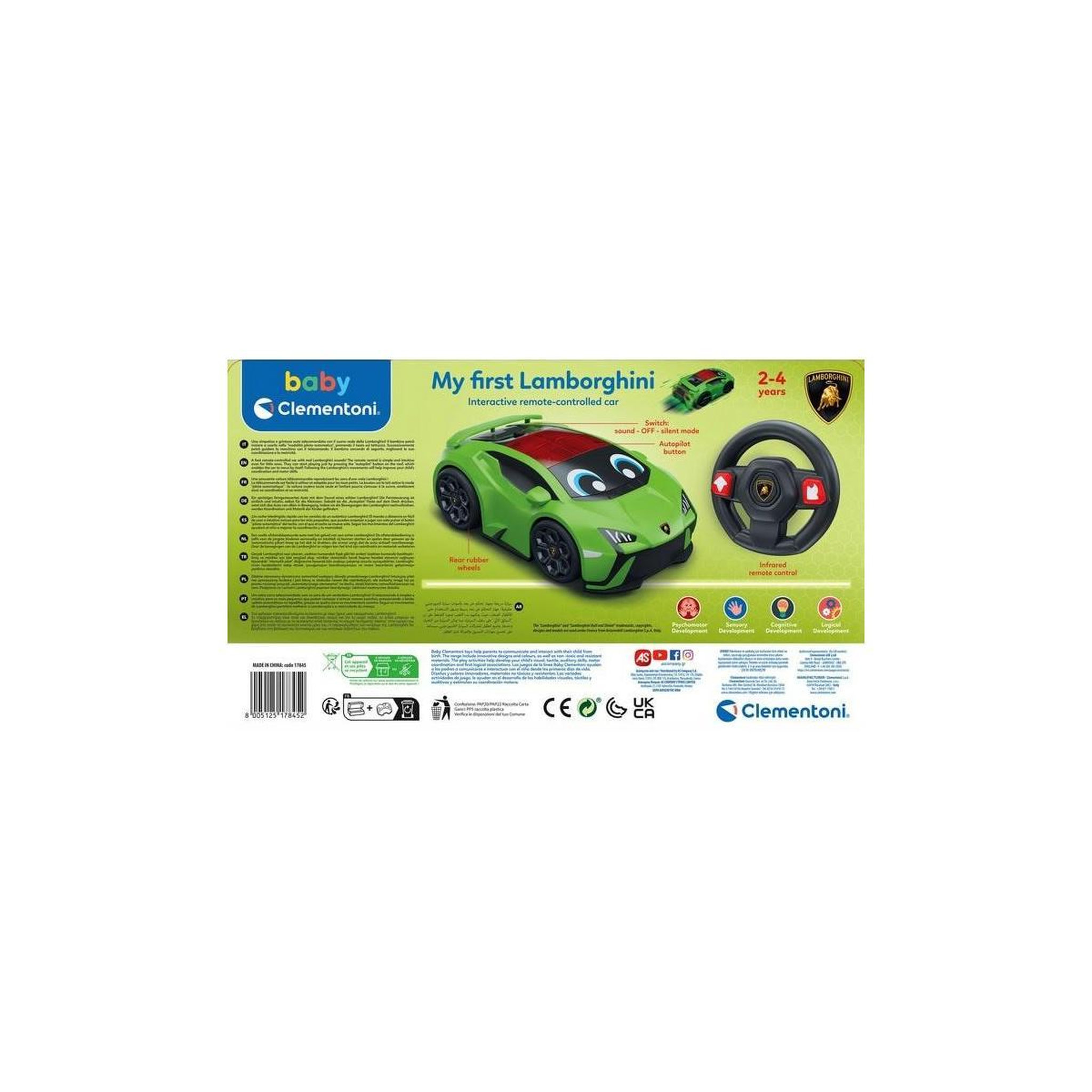 Voir la diapositive 3 : CLEMENTONI Voiture radiocommandée Clementoni Ma Première Lamborghini RC verte
