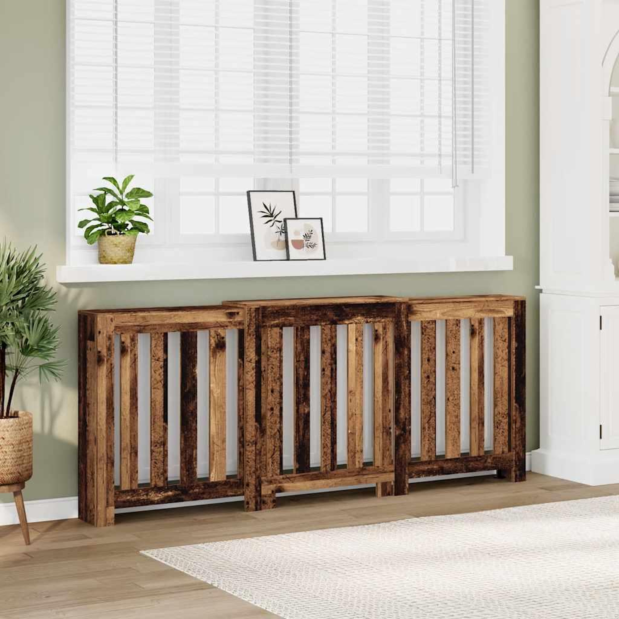 VIDAXL Cache-radiateur vieux bois 205x21,5x83,5 cm bois d'ingenierie