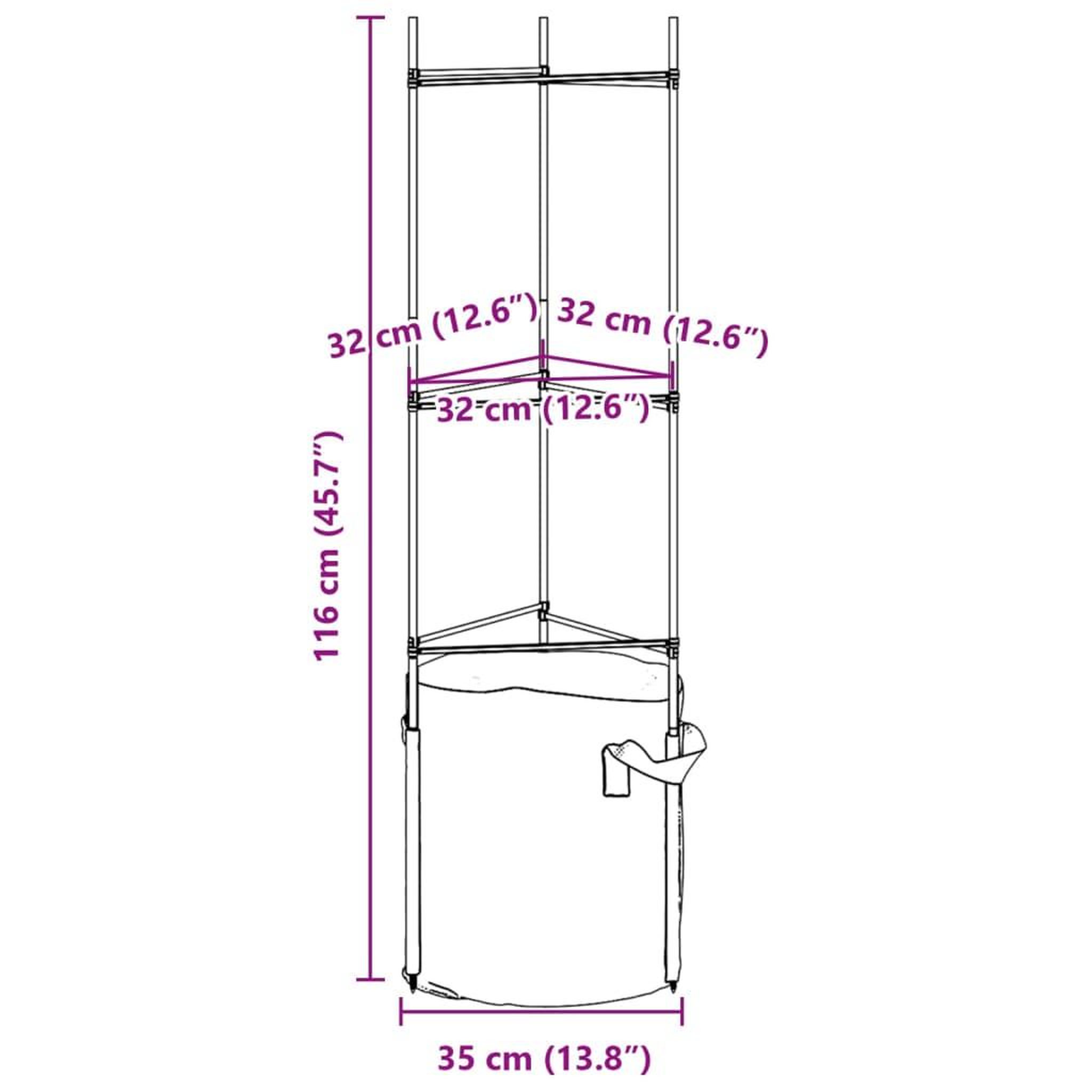 Voir la diapositive 6 : VIDAXL Cages a tomates avec sacs a plantes 8 pcs 116 cm acier et PP