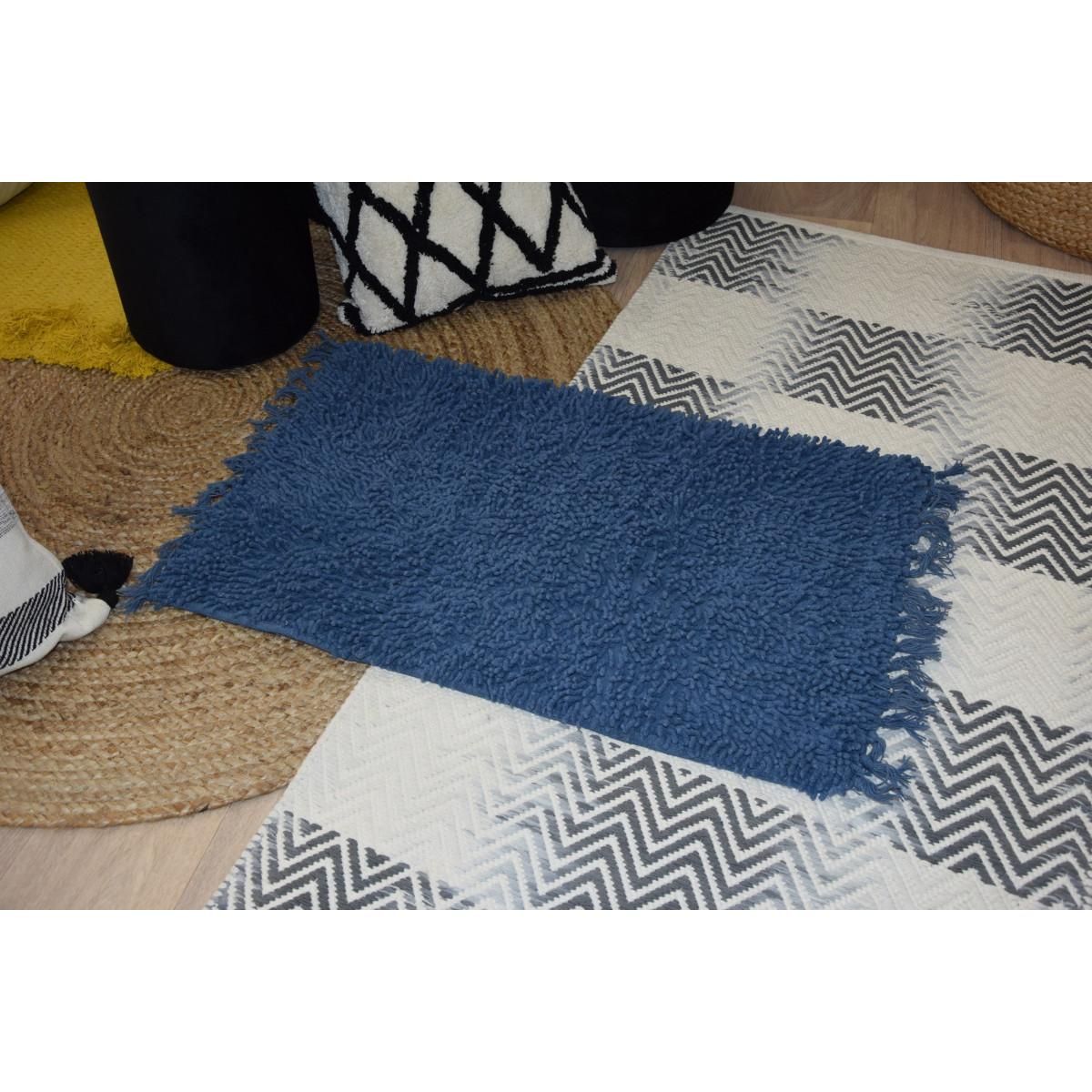 GUY LEVASSEUR Tapis de bain en coton uni à franges 50x70cm