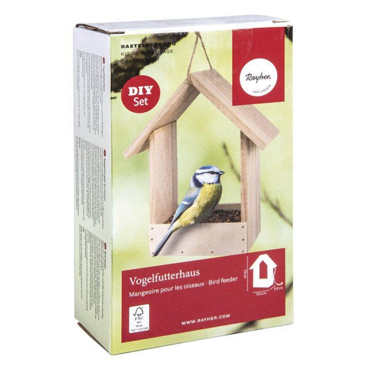 Rayher Mangeoire à oiseaux en bois 20 x 10 x 25 cm