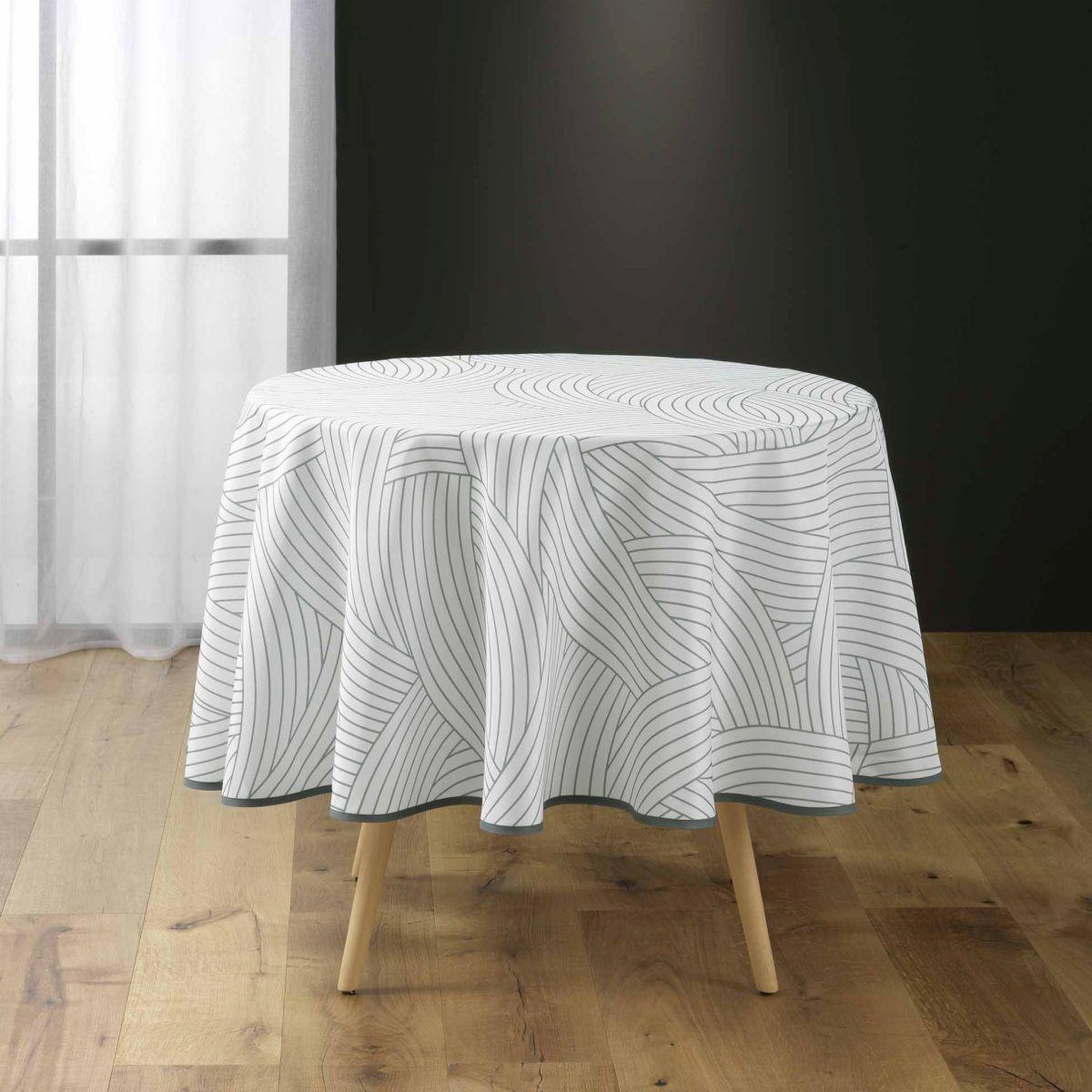 Douceur d'Intérieur Nappe antitache imprimé  linea  180cm blanc