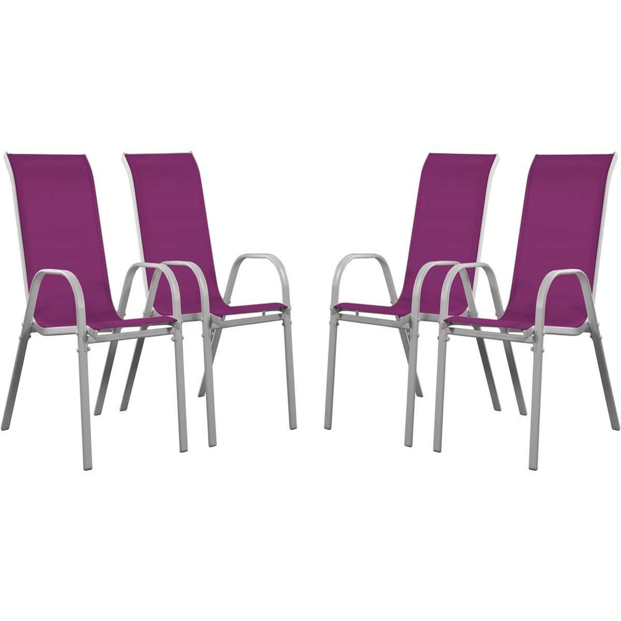 Voir la diapositive 1 : Habitat et Jardin Fauteuil jardin textilène  cordoba  - phoenix - rose - lot de 4
