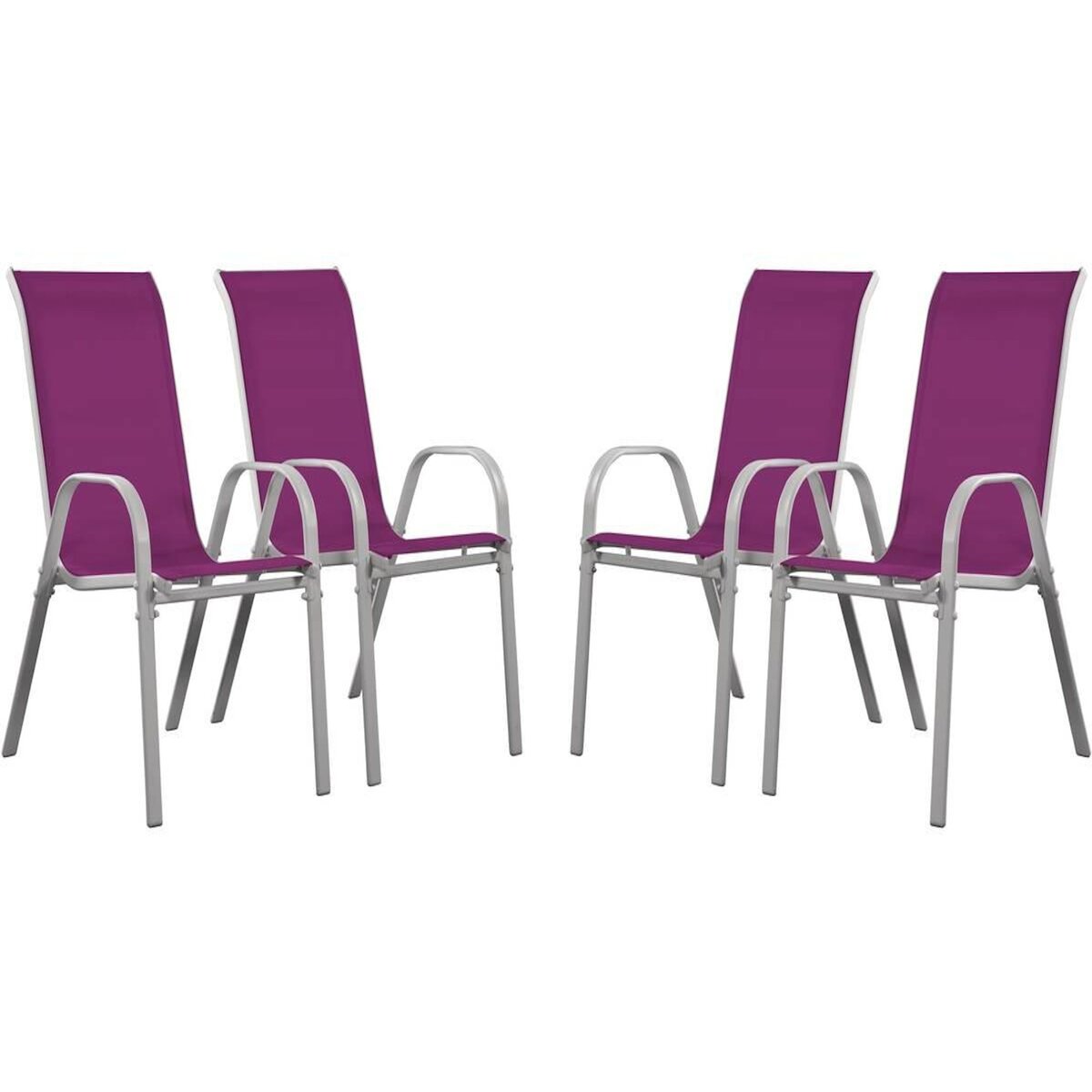 Habitat et Jardin Fauteuil jardin Textilène  Cordoba  - Phoenix - Rose - Lot de 4