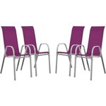 Habitat et Jardin Fauteuil jardin Textilène  Cordoba  - Phoenix - Rose - Lot de 4