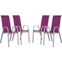 Voir la diapositive 1 : Habitat et Jardin Fauteuil jardin Textilène  Cordoba  - Phoenix - Rose - Lot de 4