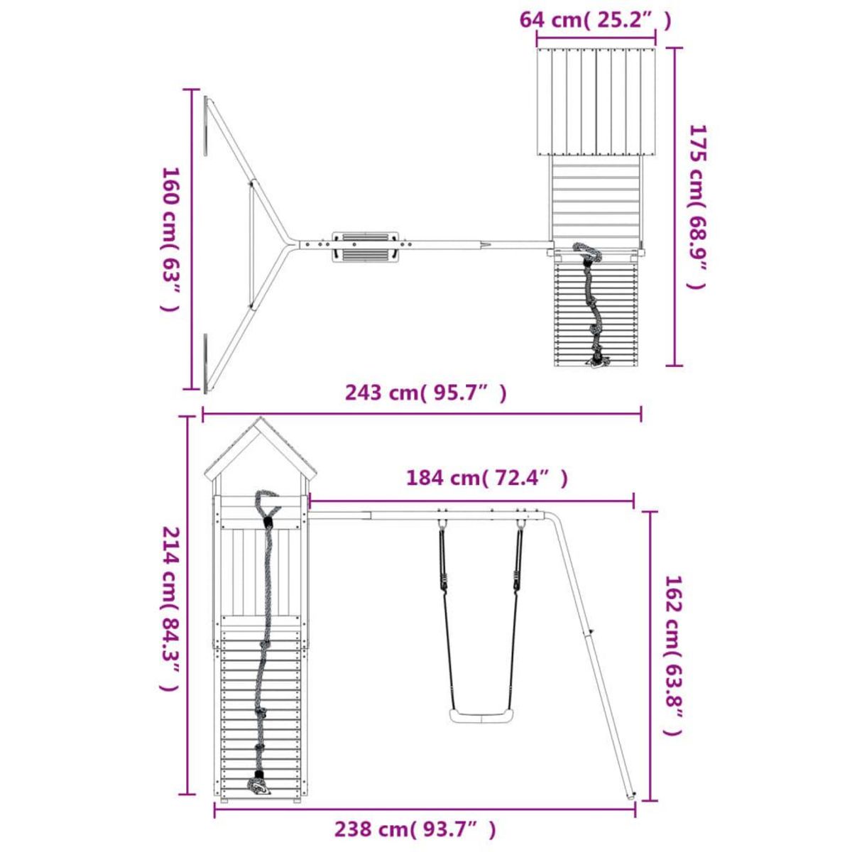 VIDAXL Aire de jeux d'exterieur bois de pin impregne