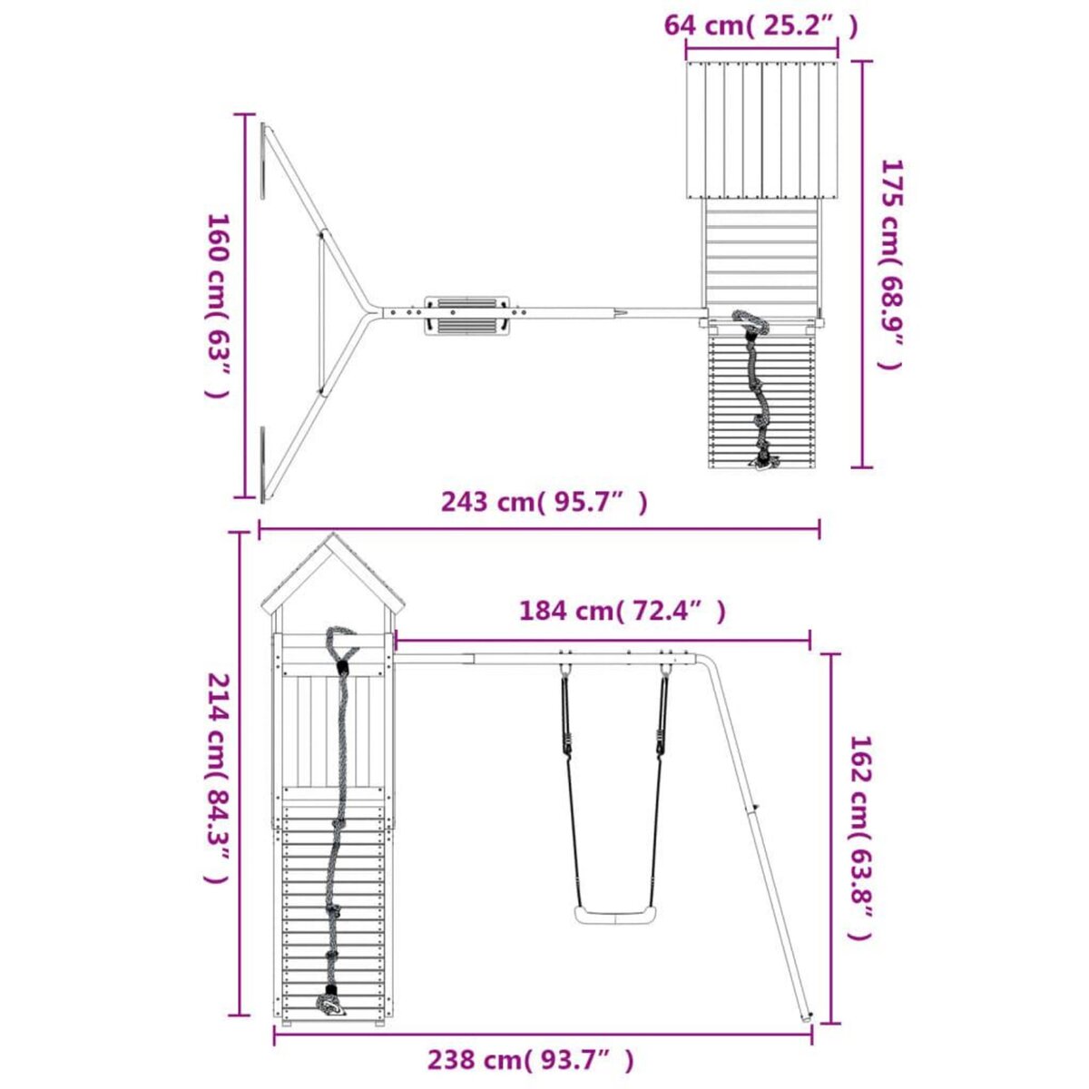 VIDAXL Aire de jeux d'exterieur bois de pin impregne