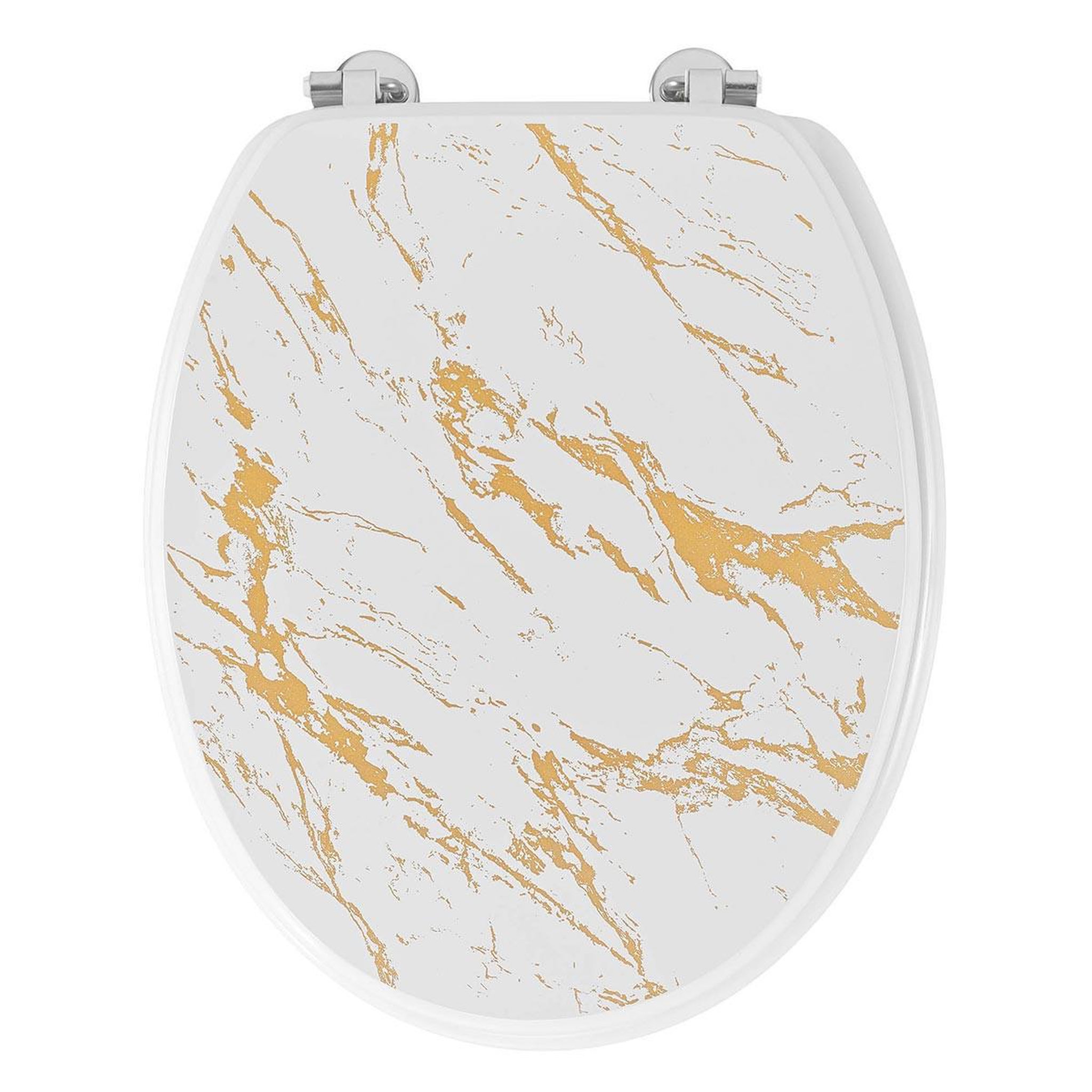 Douceur d'Intérieur Abattant wc imprimé  aquamarbre  47cm blanc & or