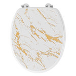 Paris Prix Abattant WC Imprimé  Aquamarbre  47cm Blanc & Or