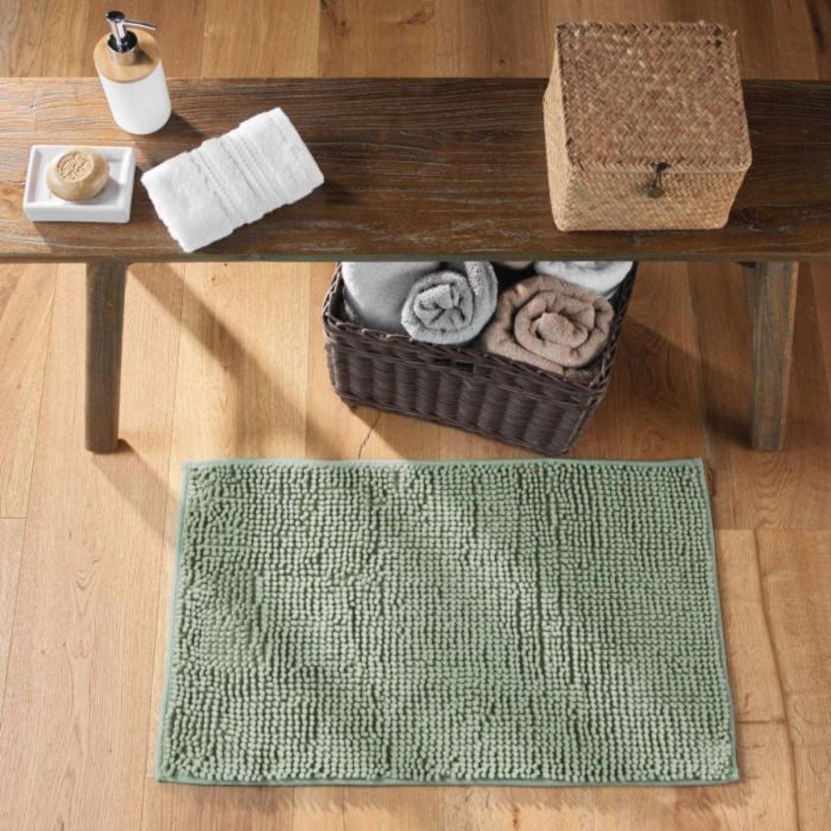 Paris Prix Tapis de Bain Microfibre  Sweety  45x75cm Sauge