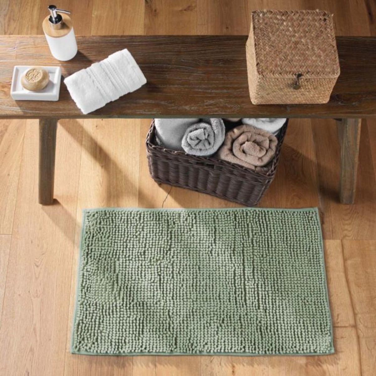 Paris Prix Tapis de Bain Microfibre  Sweety  45x75cm Sauge