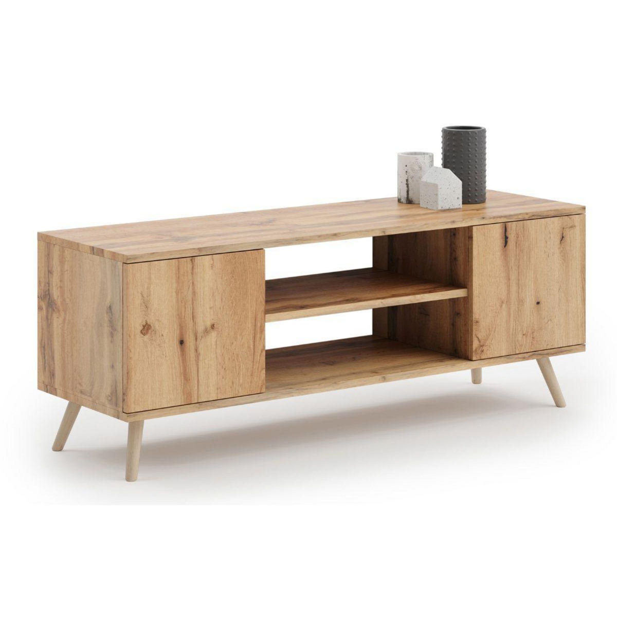 KOBI Meuble TV Focus en Bois - Design Élégant de 155cm pour Salon
