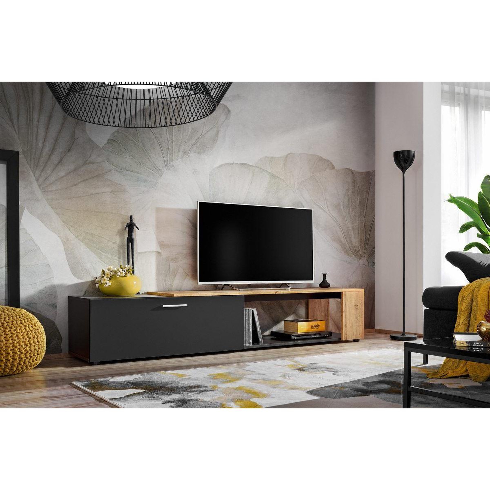 Voir la diapositive 2 : Paris Prix Meuble tv design  rtv maze ii  200cm noir & naturel