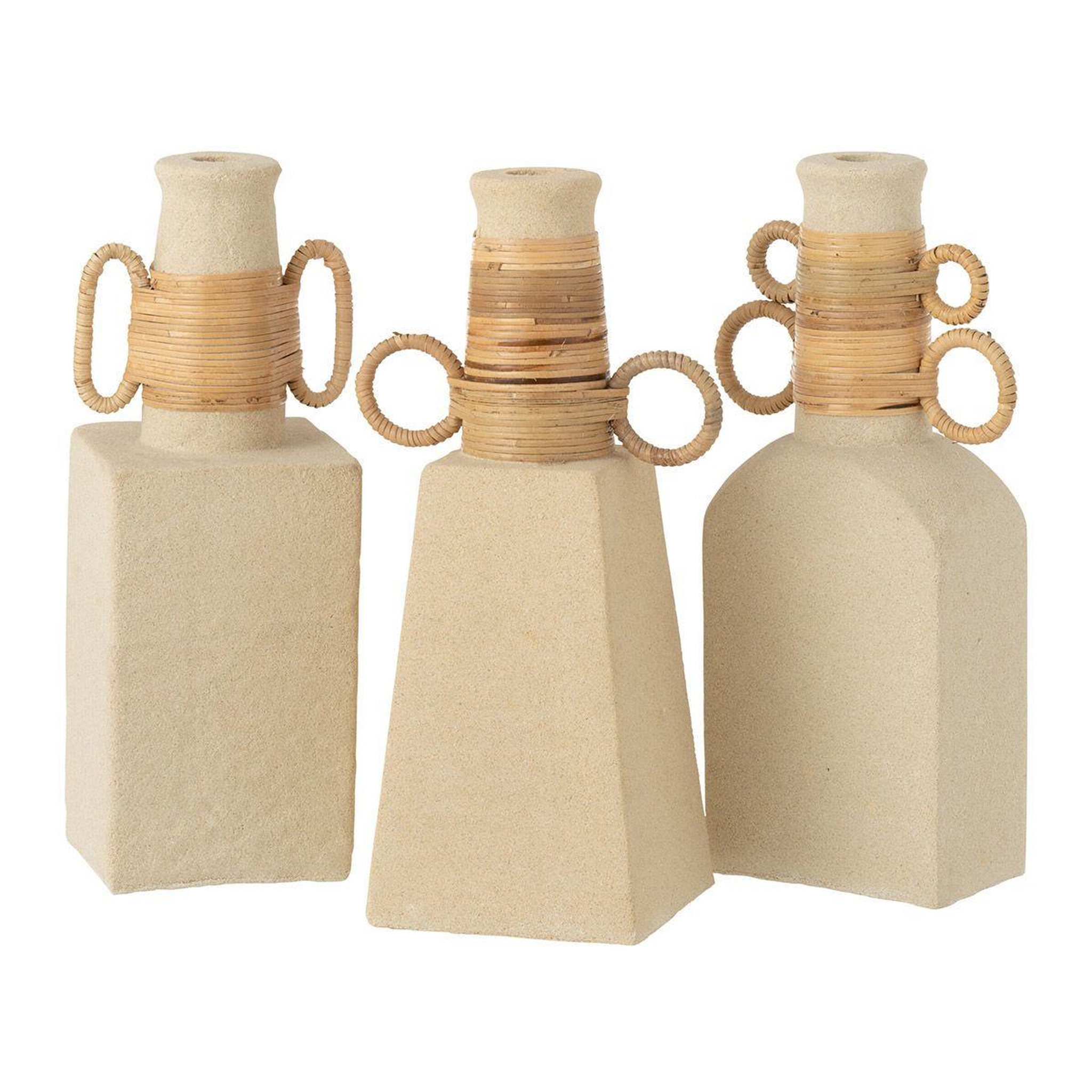 Voir la diapositive 3 : J-LINE Vase déco anneaux ronds  céline  29cm beige