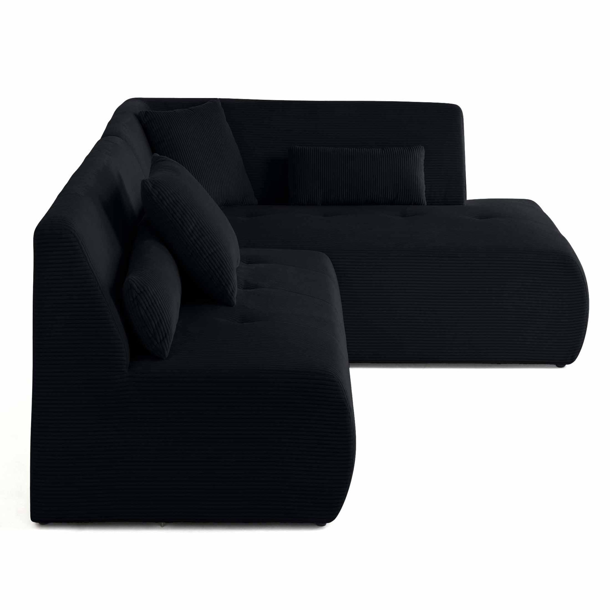 Voir la diapositive 3 : LISA DESIGN Onyx - canapé modulable d'angle droit - 5 places - en velours côtelé