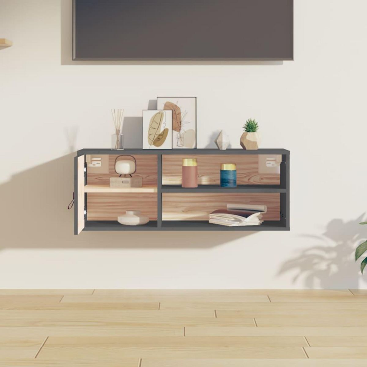 VIDAXL Armoire murale Gris 80x30x30 cm Bois de pin massif