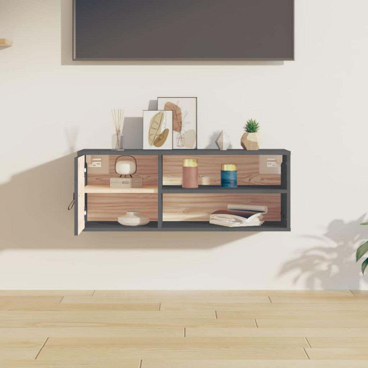 VIDAXL Armoire murale Gris 80x30x30 cm Bois de pin massif