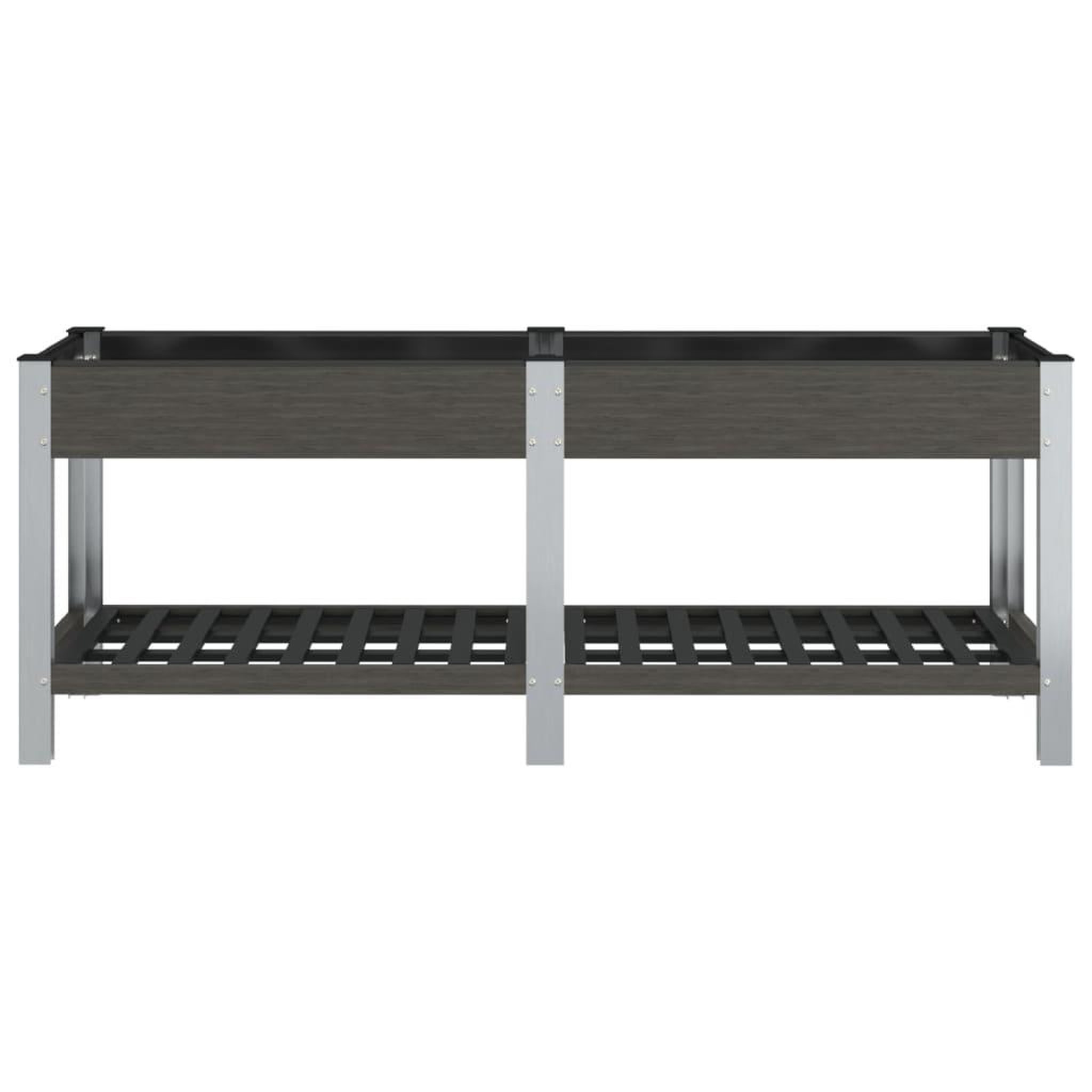 Voir la diapositive 3 : VIDAXL Lit sureleve de jardin avec etagere Gris 200x50x75 cm WPC