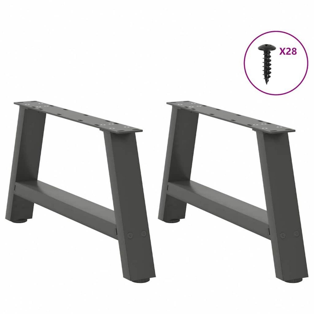 VIDAXL Pieds de table basse forme de A 2 pcs anthracite 70x(30-31) cm