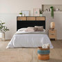 Voir la diapositive 2 : VS VENTA-STOCK Tête de lit Zeus 145 cm avec rangements noirs, 2 portes 9 trous