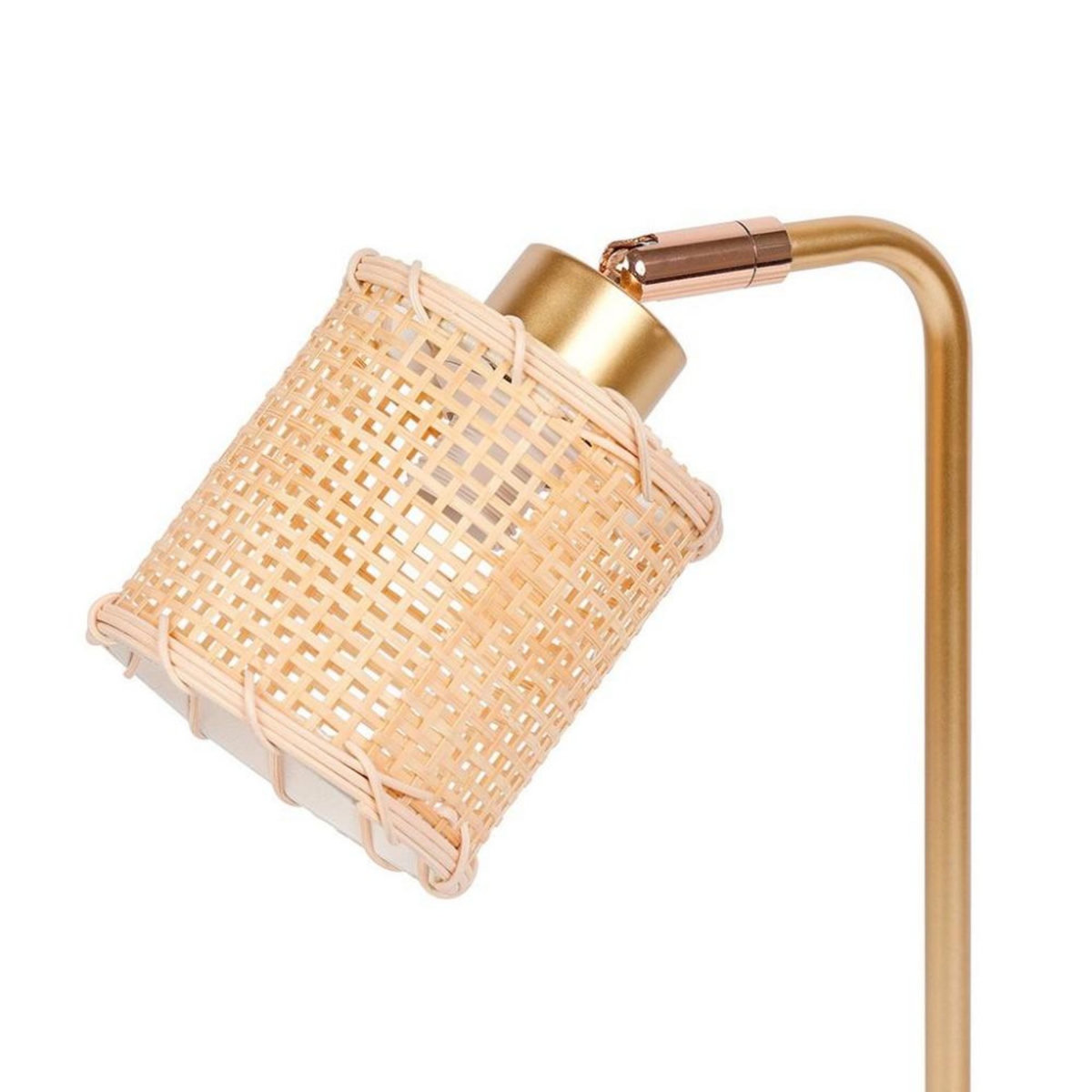 OSTARIA Lampe métal dorée avec abat-jour bambou