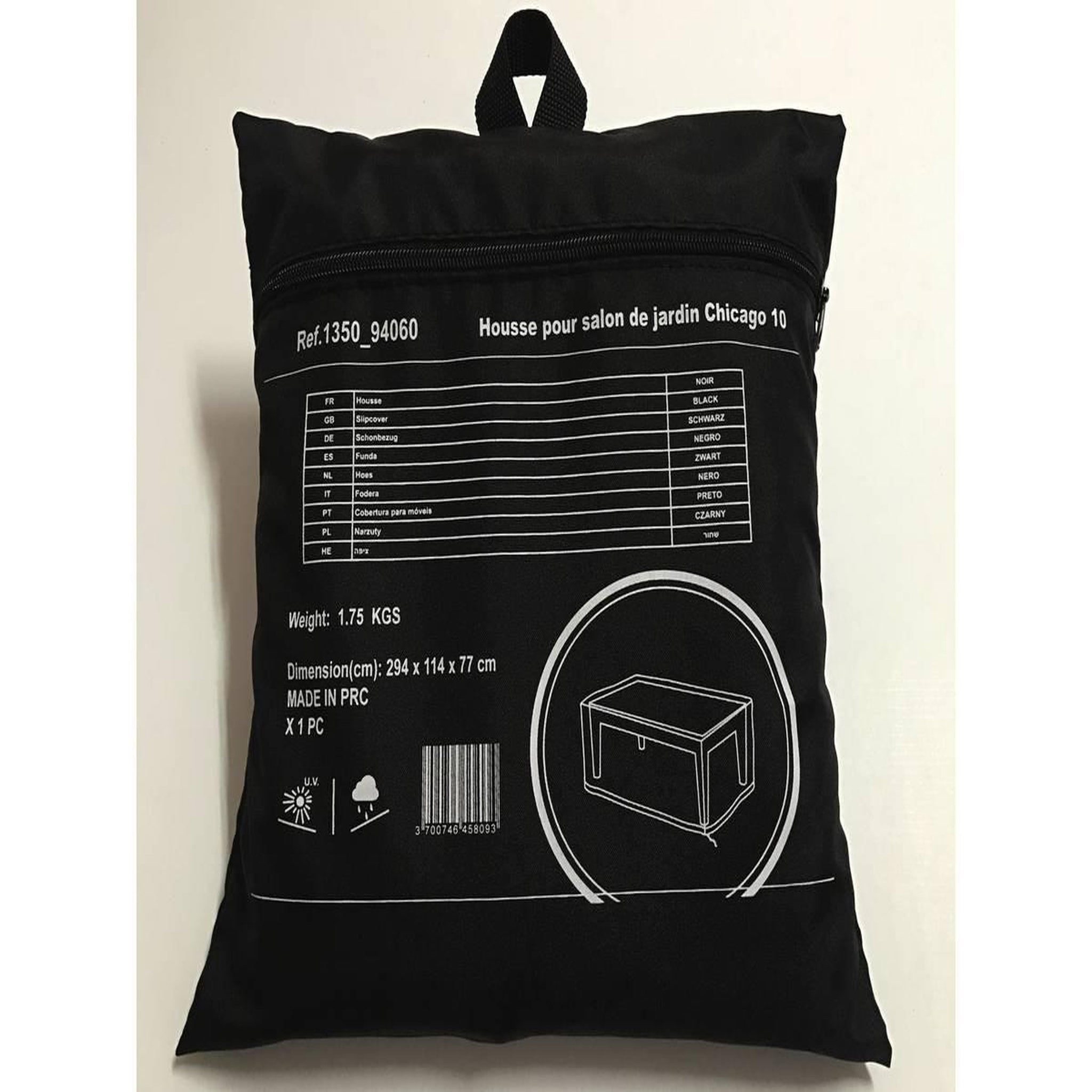 Voir la diapositive 3 : Habitat et Jardin Housse de protection pour salon de jardin - 294 x 114 x 77 cm - noir