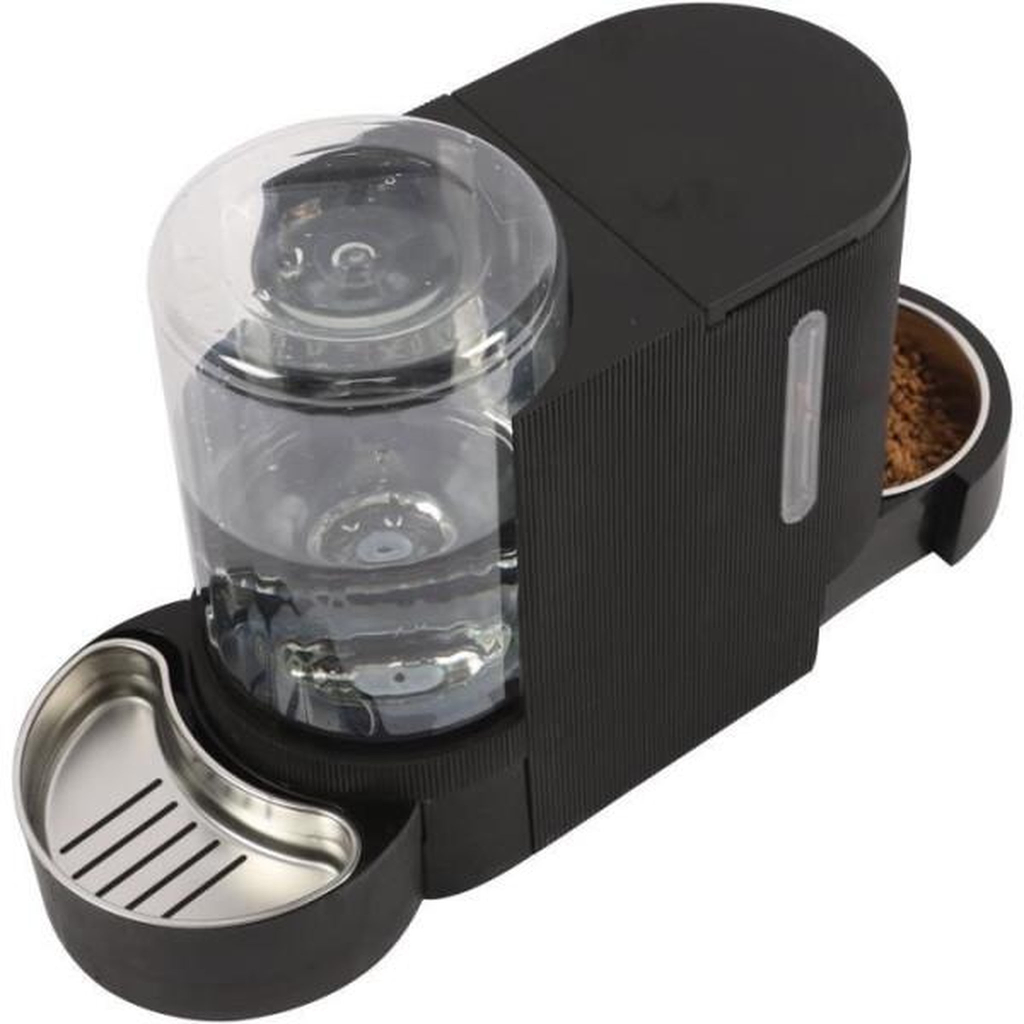 Voir la diapositive 3 : M PETS Distributeur de croquettes et d'eau M.PETS DUPLO 1,3kg/3L - 40x16.2x29.1 cm - Noir