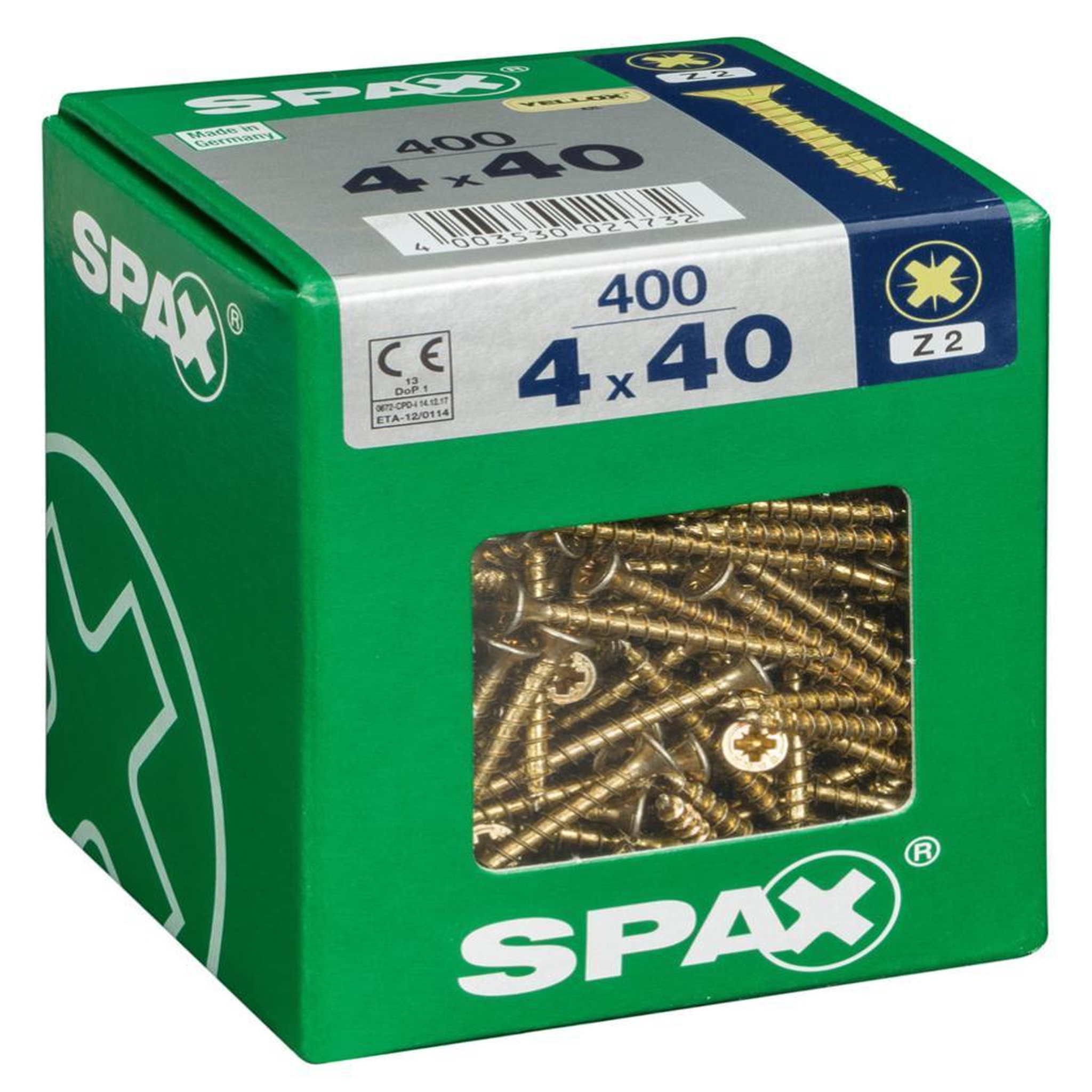 CENTRALE BRICO Lot de 400 vis acier tête fraisée pozidriv SPAX, Diam.4 mm x L.40 mm