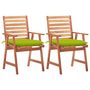 Voir la diapositive 1 : VIDAXL Chaises a manger d'exterieur lot de 2 et coussins Acacia massif