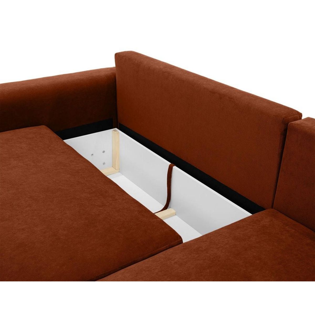 BEST MOBILIER Aurelia - canapé d'angle droit 4 places convertible avec coffre en tissu texturé