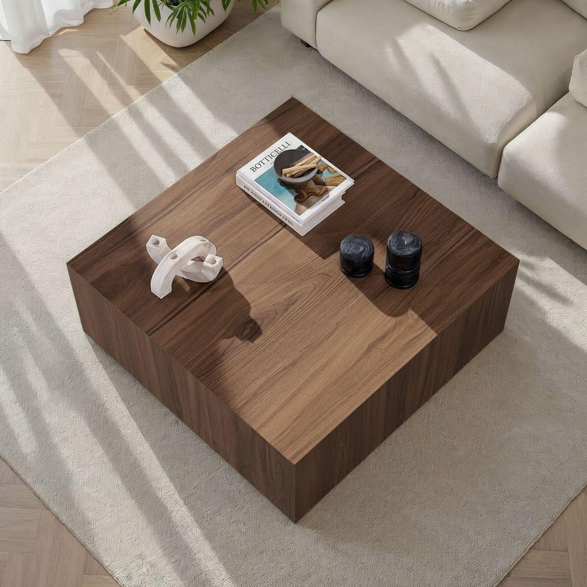 Voir la diapositive 3 : Habitat et Jardin Table Basse en MDF  Prizma  - 90 x 90 x 35 cm - Noyer
