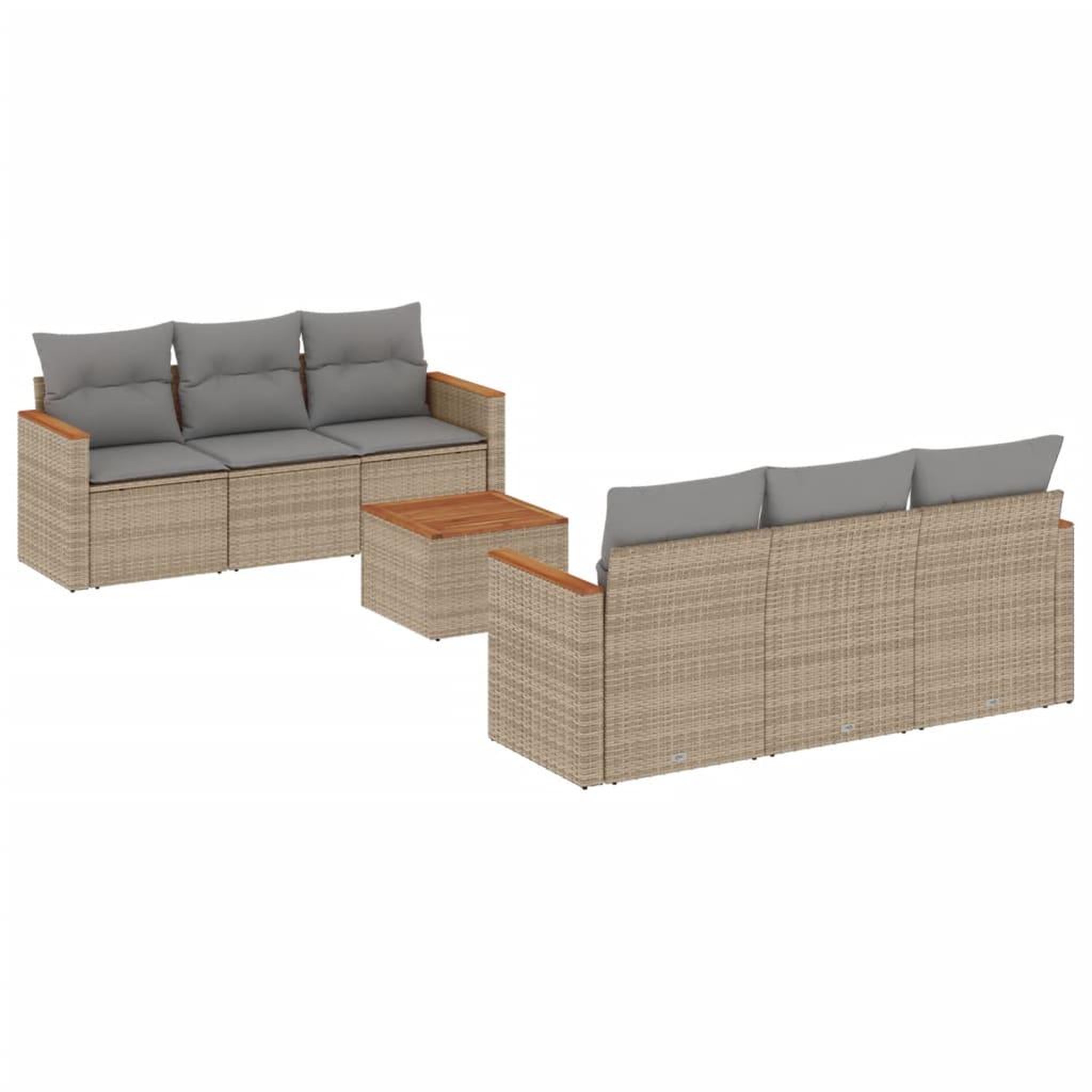Voir la diapositive 2 : VIDAXL Salon de jardin avec coussins 7pcs melange beige resine tressee