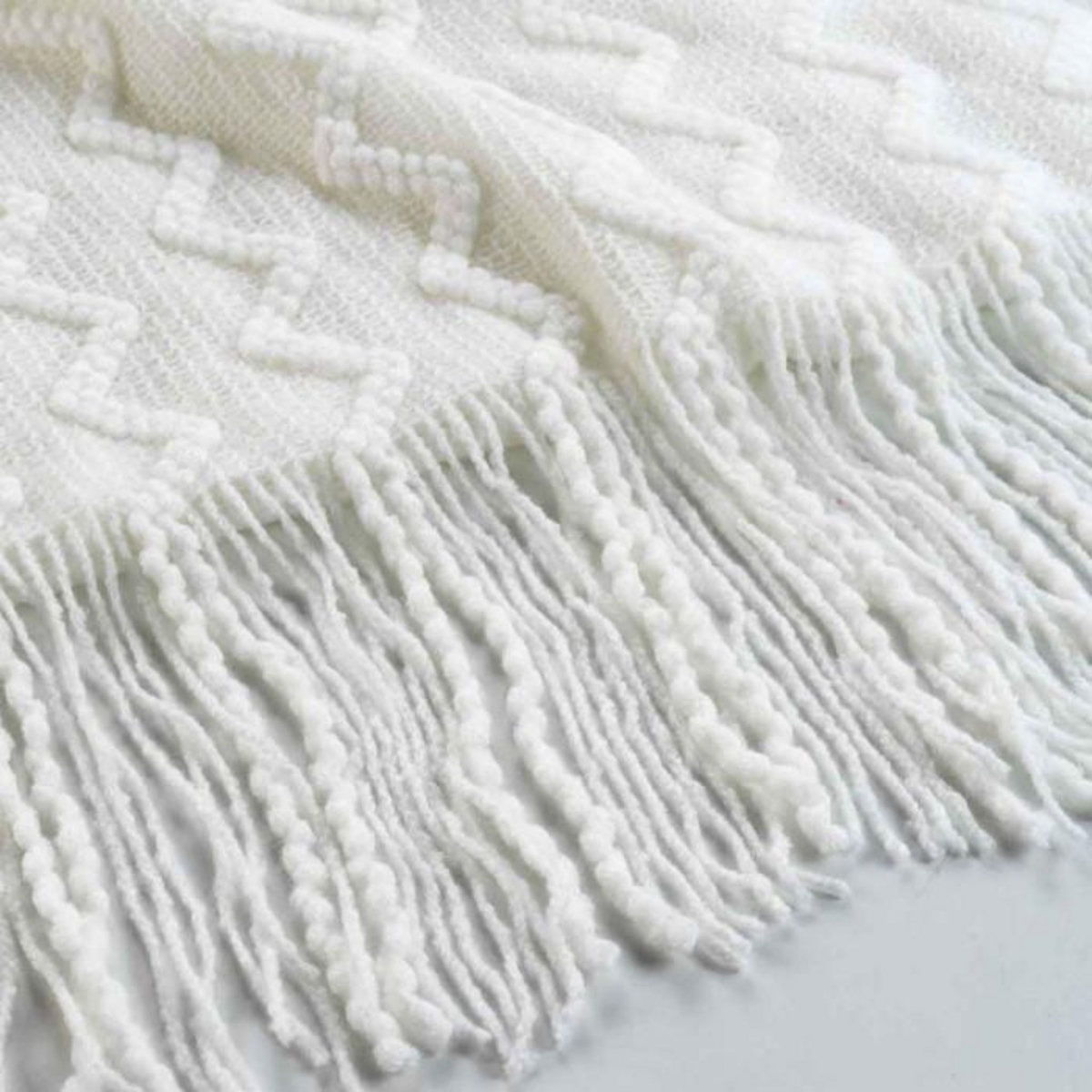 Paris Prix Plaid à Franges  Melinda  125x150cm Blanc