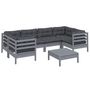 Voir la diapositive 3 : VIDAXL Salon de jardin 7 pcs avec coussins gris bois de pin