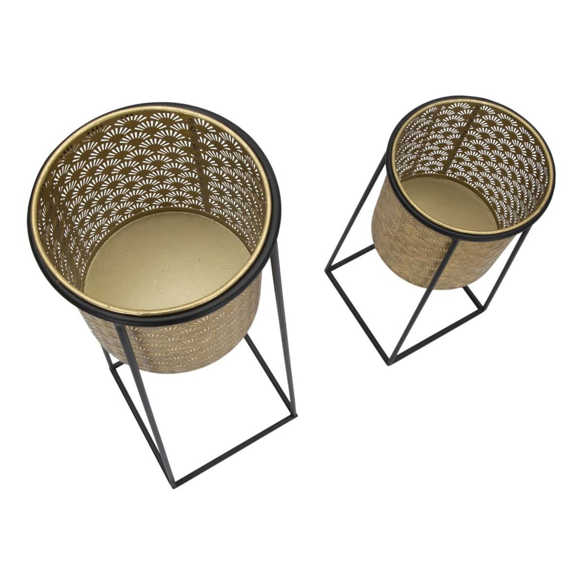 Voir la diapositive 4 : Paris Prix Lot de 2 cache-pots sur pied  velma  70cm or