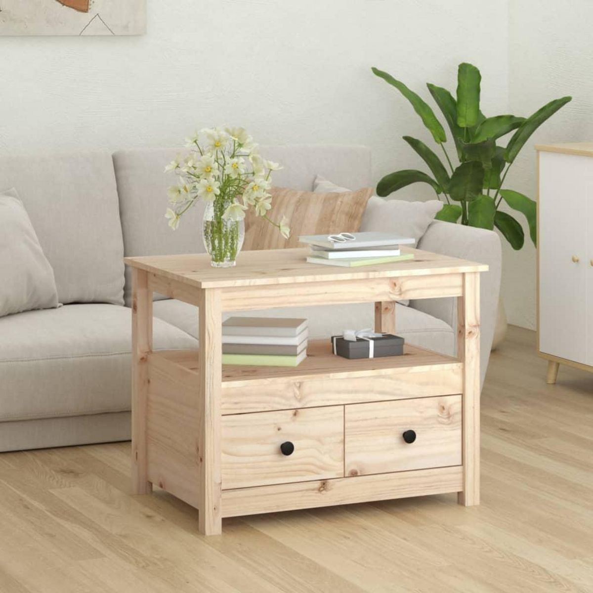 VIDAXL Table basse 71x49x55 cm Bois massif de pin