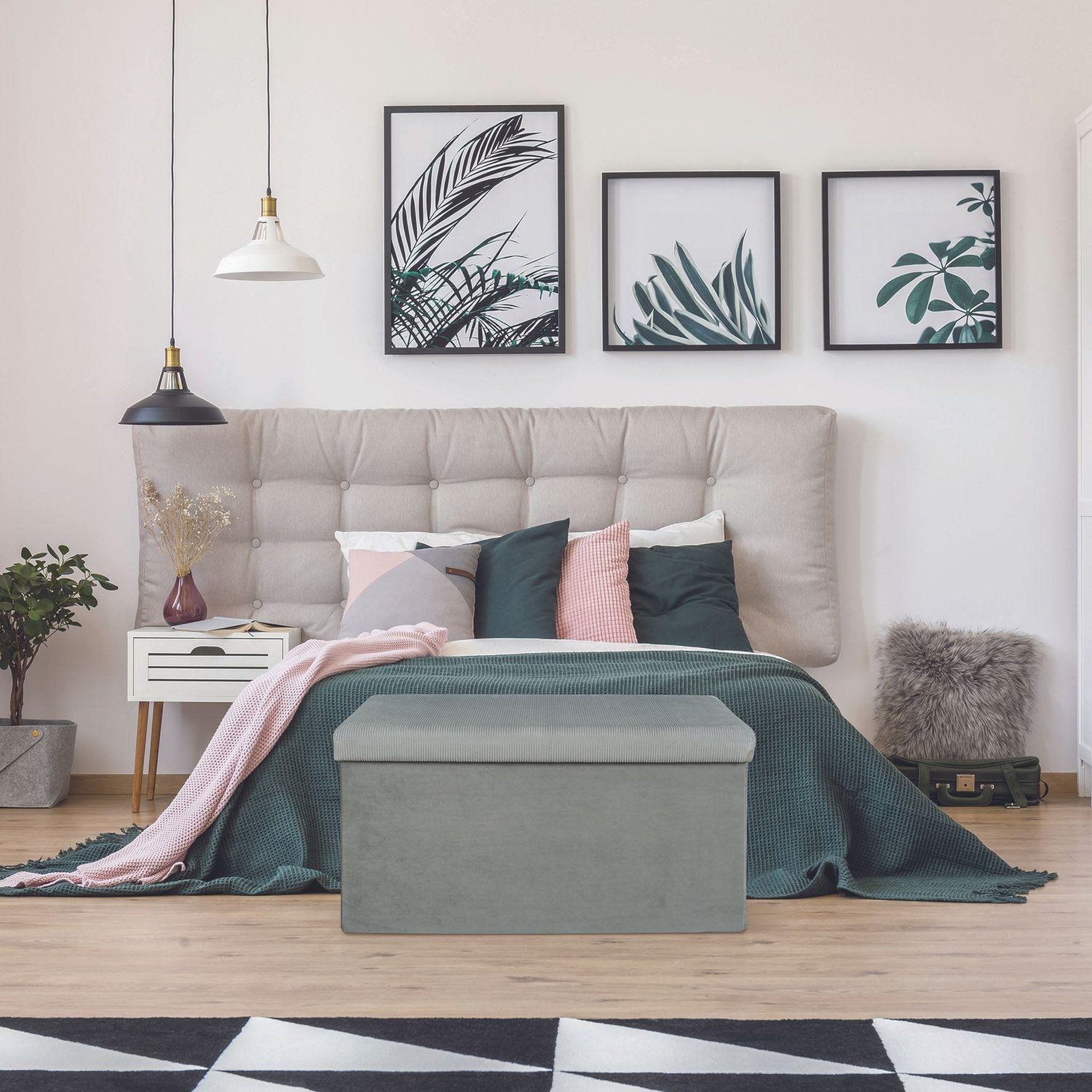 Voir la diapositive 5 : The Home Deco Factory Coffre banc pliable design velours Giulia