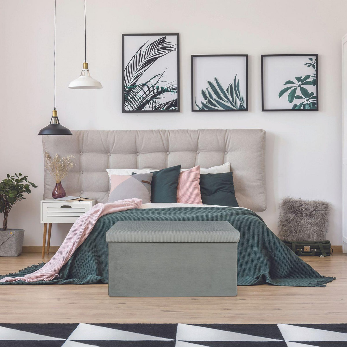 The Home Deco Factory Coffre banc pliable design velours Giulia