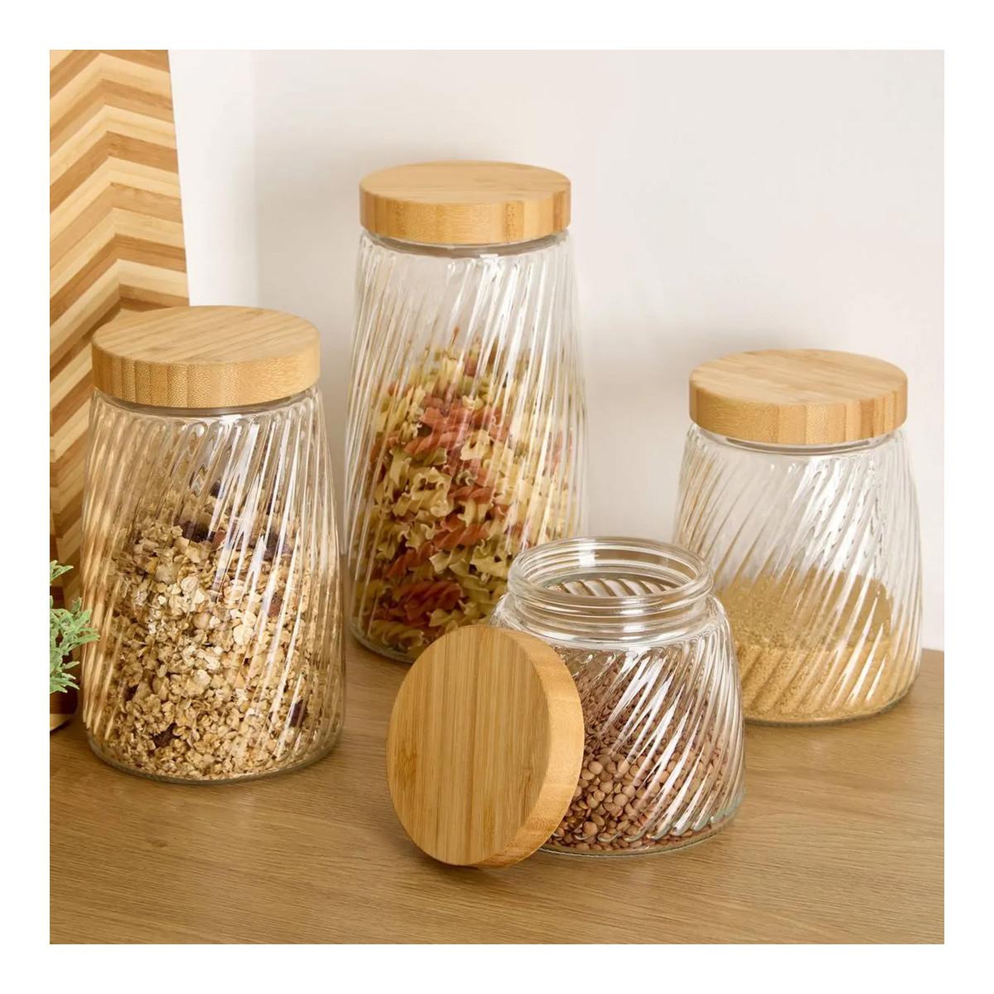 Voir la diapositive 3 : FIVE Bocal en Verre Strié  Striva  0,9L Transparent