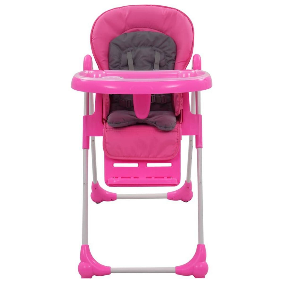 VIDAXL Chaise haute pour bebe Rose et gris