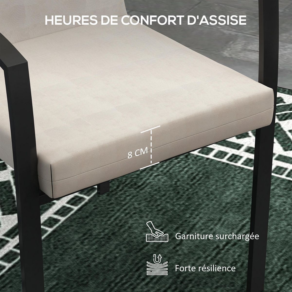 OUTSUNNY Lot de 2 coussins galettes de chaise de jardin - dim. 112L x 51l x ép. 8 cm - cordons attache - polyester déperlant beige