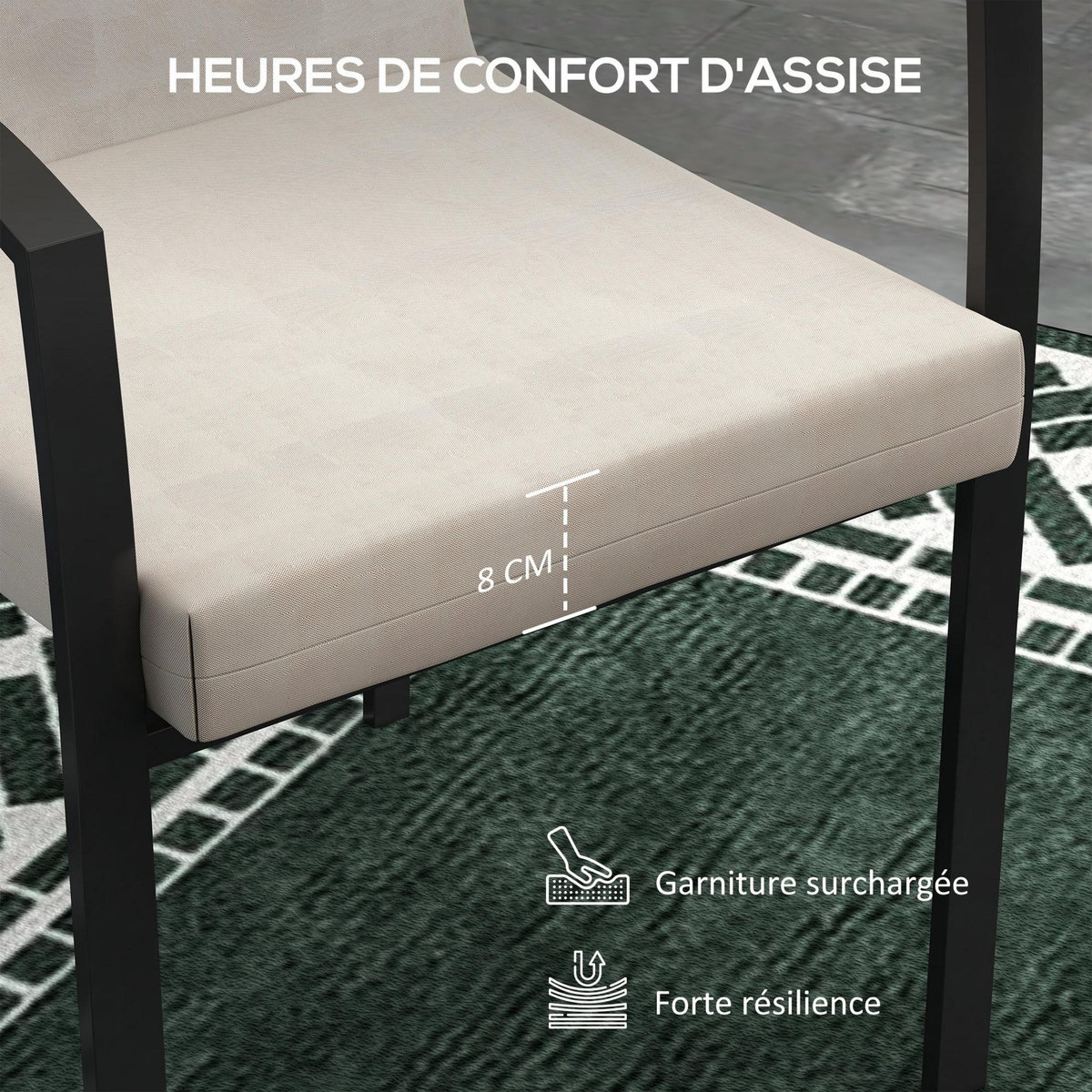 OUTSUNNY Lot de 2 coussins galettes de chaise de jardin - dim. 112L x 51l x ép. 8 cm - cordons attache - polyester déperlant beige